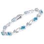 Gem Stone King 925 Sterling Silver Swiss Blue Topaz and Diamond Greek Vine Tennis Bracelet, 4.63 Cttw, 7 Inch