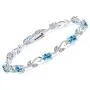 Gem Stone King 925 Sterling Silver Swiss Blue Topaz and Diamond Greek Vine Tennis Bracelet, 4.63 Cttw, 7 Inch