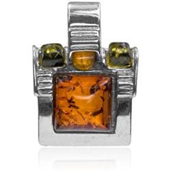Ian and Valeri Co. Multicolor Amber Sterling Silver Contemporary Designer Pendant