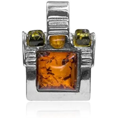 Ian and Valeri Co. Multicolor Amber Sterling Silver Contemporary Designer Pendant Ian and Valeri Co. Multicolor Amber Sterling Silver Contemporary Designer Pendant