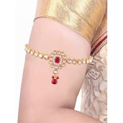 Aheli Elegant Indian Ethnic Kundan Bajuband Armlet Upper Arm Bracelet Bollywood Wedding Wear Jewelry for Women
