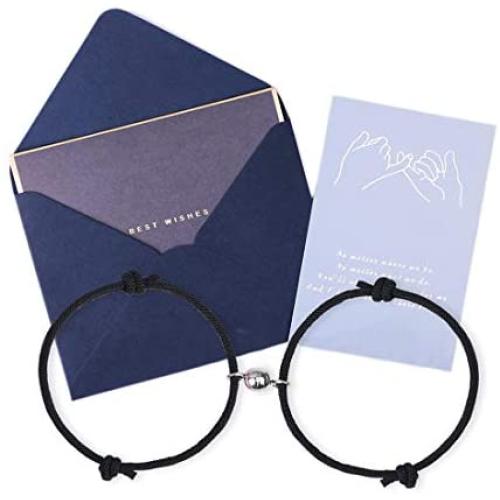 LUSENME Magnetic Couple Bracelets Set Mutual Attraction Charm Bracelet Vows of Eternal Love Gift for Women Men Couples Bestfriends