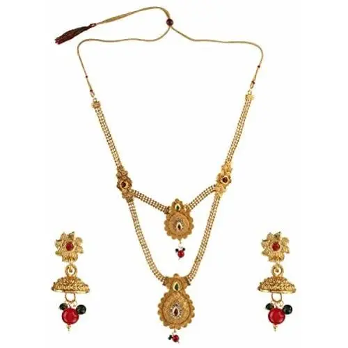 Efulgenz Indian Bollywood Traditional Rhinestone Antique Ethnic Jewelry Necklace Set for Women and Girls Efulgenz Indian Bollywood Traditional Rhinestone Antique Ethnic Jewelry Necklace Set for Women and Girls