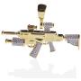 Moca Jewelry Iced Out Sniper Gun Shape Pendant 18K Gold Plated Chain Bling CZ Simulated Diamond Hip Hop Necklace for Men Women