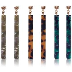 Resin Drop Earrings for Women Girls Acrylic Tortoise Shell Long Dangle Earring Lightweight Flower Jewelry (black-yellow YM1-22)