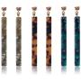 Resin Drop Earrings for Women Girls Acrylic Tortoise Shell Long Dangle Earring Lightweight Flower Jewelry (black-yellow YM1-22)
