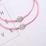 SUNSH 2Pcs Charm Dog Cat Paw Bracelets for Women Teen Girls Boy Kids Couple Pinky Promise Handmade Adjustable String with Wish Card Jewelry Lover Boyfriend Girlfriend Mother Daughter Friendship Gifts