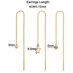 Delicate Long Chain Threader Drop Earrings Tiny Star Ball Crystal Drop Pendant for Women Girls Fashion Jewelry Gift