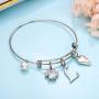 Ursteel Dog Mom Gifts for Women, Cubic Zirconia Paw Print Initial Charm Bracelet for Women Cat Dog Lover Gifts, Mothers Day Valentines Gifts for Dog Mom