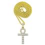Shiny Jewelers USA Mens ICED Out Micro Pave Egyptian ANKH Cross (Key of Life) Pendant Rope Chain 18'',20'',22,24'',30'' Necklace