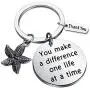WUSUANED Thank You Gift Make A Difference One Life at A Time Starfish Keychain Sea Star Jewelry for Social Worker Nurse Volunteer WUSUANED Thank You Gift Make A Difference One Life at A Time Starfish Keychain Sea Star Jewelry for Social Worker Nurse Volunteer