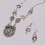 Zephyrr Devotional Pendant Necklace Earrings Set Silver Tone Jewelry for Women