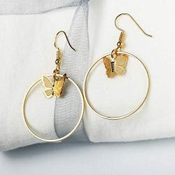 TseanYi Boho Butterfly Dangle Earrings Gold Large Circle Drop Earrings Modern Everyday Earrings Jewelry for Women and Girls (Gold)