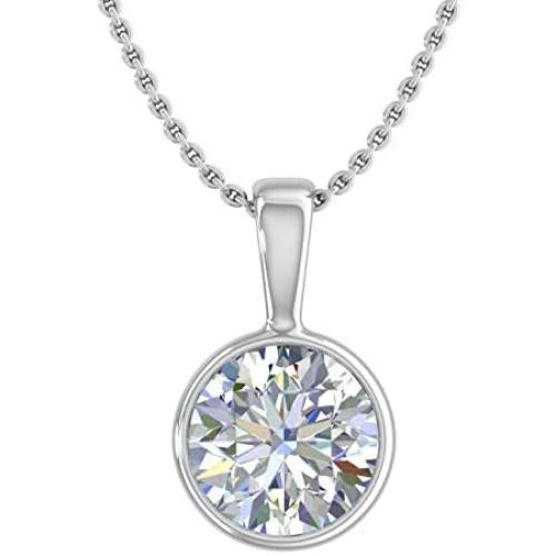 1/5 Carat Diamond Solitaire Pendant Necklace in 14K Gold (SolidBell) - IGI Certified (Included Silver Chain)