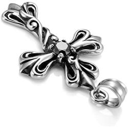 URBAN JEWELRY Vintage Royalty Celtic Shield Cross Necklace Cubic Zirconia Pendant with 21 Inch Chain