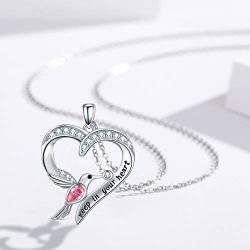 CHENGHONG Hummingbird Necklace 925 Sterling Silver Hummingbird Jewelry for Women Hummingbird Gifts for Mom Heart Pendant Inspiration Necklace Bird Animal Jewelry Gift for Women