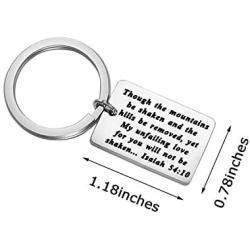 KUIYAI Isaiah 54:10 Keychain Though The Mountains Be Shaken and The Hills Be Removed Yet My Unfailing Love for You Will Not Be Shaken Keyring Bible Verse Jewelry Inspirational Gift