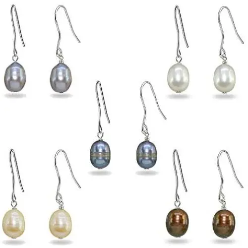 Sterling Silver Baroque Cultured Freshwater Pearl Dainty Drop Dangle Earrings