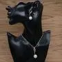 Fashion Love Heart and Faux Pearl Crystal Jewelry Set Gold Plated Water Drop Pendant Necklace and Stud Post Dangle Earrings for Women Ladies Gifts