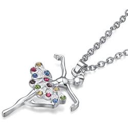 ELOI Ballerina Recital Gifts Multicolor Ballet Dance Necklace Necklaces for Teen Girls Jewelry 16 Inch