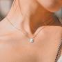 Cat Eye Jewels Sterling Silver Cubic Zirconia Diamond Rose Gold Halo Wedding Necklace for Women Girls