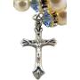 Religious Fashion Jewelry White and Blue Prayer Bead Spiral Rosary Bracelet with Miraculous Medal Charm, One Size