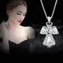 KesaPlan 925 Sterling Silver Guardian Angel Pendant Necklace for Girls Women Heart Crystal Silver Necklace for Gift, Crystals from Swarovski, Gift for Daughter/ Wife/ Girlfriend