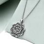 MONGAS Yoga Lotus Flower Necklace 925 Sterling Silver Yoga Lotus with Om Symbol Jewelry for Women