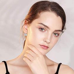 Sllaiss Austrian Crystals Bella Earrings For Women Solitaire Leverback Earrings Dainty Wedding Drop earrings Bridal Jewelry White Gold Palted
