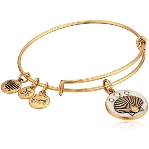 Alex and Ani Womens Color Infusion, Shell Charm Bangle Bracelet, Rafaelian Gold, Expandable Alex and Ani Womens Color Infusion, Shell Charm Bangle Bracelet, Rafaelian Gold, Expandable