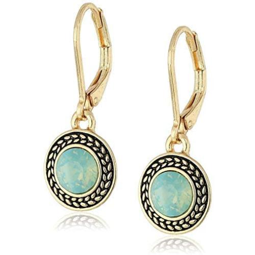 Swarovski Crystal Dangle Leverback Earrings Pierced Glass Stainless Steel Silver