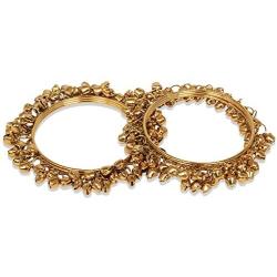 SANARA Traditional Indian Bollywood Antique Gold Plated Multi Color Ghungroo Bangles Women Pakistani Wedding Kada Bracelet Jewelry