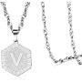 BELLALULU Initial Necklace Silver Stainless Steel Letter Necklace for Men and Women-Classic Cuban Chain Initial Pendant Necklace, Perfect Costume Jewelry