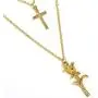 Mulgro Gold Cross Stacked Necklace Layered Rose Flower Pendant Necklace Layering Choker Necklaces with Extension Chain Easter Gift for Girls