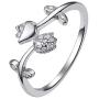 U7 Cute Ring for Women Teen Girls|3D Vivid Rose Flower End Wrap Ring Platinum Plated Adjustable Stacking Ring, Platinum Gold Rose Gold Color