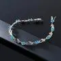Gem Stone King 925 Sterling Silver Swiss Blue Topaz and Diamond Greek Vine Tennis Bracelet, 4.63 Cttw, 7 Inch