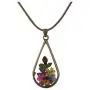 FM FM42 Multicolor Pressed Flower Teardrop Pendant Necklace FN4133