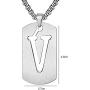 Silove Initial Letter Necklaces for Men Stainless Steel Dog Tag Pendant 26 Capital Alphabet with Box Chain 22 Inch Punk Jewelry