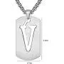 Silove Initial Letter Necklaces for Men Stainless Steel Dog Tag Pendant 26 Capital Alphabet with Box Chain 22 Inch Punk Jewelry