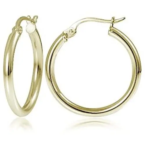 Hoops & Loops - Sterling Silver High Polished Click Top Hoop Earrings in Sizes 15mm - 25mm | Sterling Silver, Yellow & Rose Gold Flash Plated Hoops & Loops - Sterling Silver High Polished Click Top Hoop Earrings in Sizes 15mm - 25mm | Sterling Silver, Yellow & Rose Gold Flash Plated