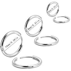 EACHLP Unisex 18K Real Gold Plating Surgical Steel Sleeper Tiny Hoop Earrings,Nose Ring Septum Ring Helix Ring Daith Ring Lip Ring Nipple Ring Snug Ring Rook Ring Body Piercing Jewelry