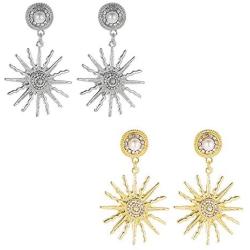 ONLYJUMP Fashion Sun Star Earrings Set for Women Girls Unique Bohemian Vintage Sumflower Shape Pearl Dangle Drop Statement Ear Jewellery