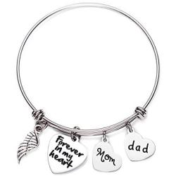 Memorial Gifts In Memory of Dad Mom Bangle Forever in My Heart Loss of Father Mother Bracelet Remembrance Gift