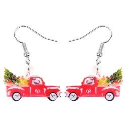 DUOWEI Acrylic Christmas Truck Tree Garland Earrings Drop Dangle Jewelry For Women Kids Teens Festival Gifts