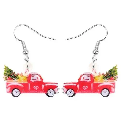 DUOWEI Acrylic Christmas Truck Tree Garland Earrings Drop Dangle Jewelry For Women Kids Teens Festival Gifts DUOWEI Acrylic Christmas Truck Tree Garland Earrings Drop Dangle Jewelry For Women Kids Teens Festival Gifts