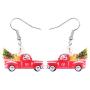 DUOWEI Acrylic Christmas Truck Tree Garland Earrings Drop Dangle Jewelry For Women Kids Teens Festival Gifts