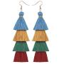 Manfnee Tassel Bohemian Earring Alloy Dangle&Drop Leather Teardrop Wood Earrings Jewelry Women