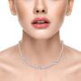 Lavencious Tennis AAA CZ Necklace Bridal Evening Party Bling Gold Plated Statement Jewelry 16” and 18''