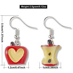 DAMLENG 3D Lifelike Red Apple Earrings Heart Half Apple Fruits Dangle Earrings for Women Girls Statement Jewelry