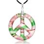 Murano Inspired Dichroic Glass Peace Sign Pendant by BESHEEK │ Hand Blown Artisan Green and Purple Lampwork - Hypoallergenic Italian Style Pendant Necklace